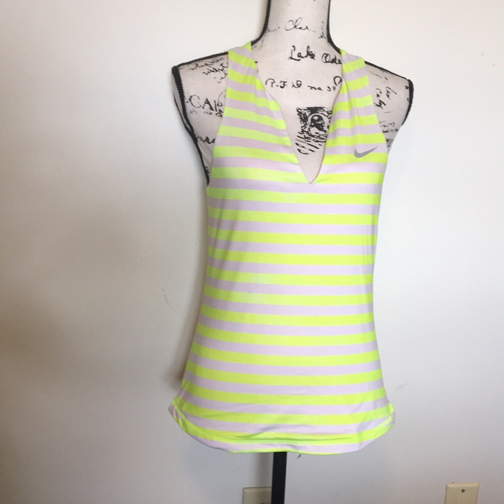 Nike Striped Tank Top Yellow and White Size Medium